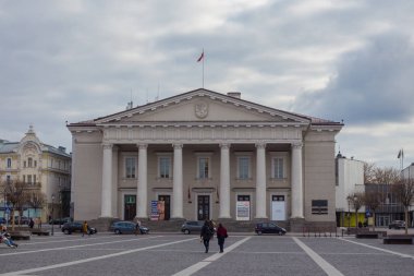 Vilnius, Litvanya-11 Nisan 2019: Belediye Meydanı manzarası