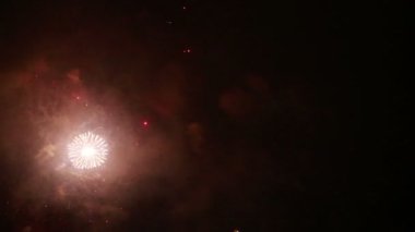 Gece gökyüzü, patlayıcı ve renkli bir tatil havai fişek.