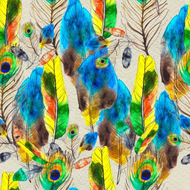 Suluboya tüyleri pürüzsüz desen. Elle boyanmış doku