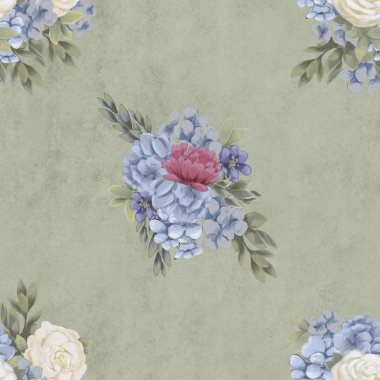 Çiçeksiz suluboya desen. El boyaması çiçekler, tebrik kartı şablonu veya ambalaj kağıdı