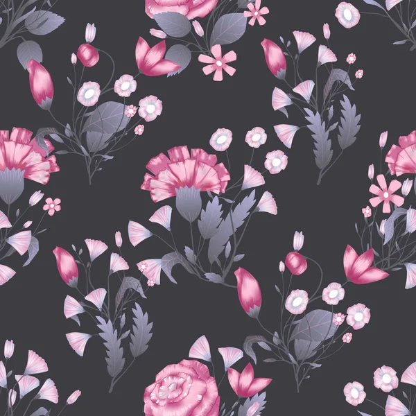 Naadloze patroon vector bloemmotief met rozen. Romantische achtergrond afdrukken — Stockvector
