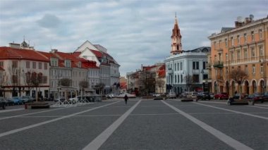 Vilnius, Litvanya-11 Nisan 2019: Belediye Meydanı manzarası
