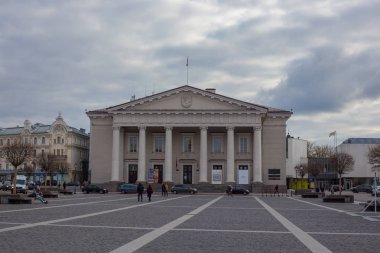 Vilnius, Litvanya-11 Nisan 2019: Belediye Meydanı manzarası