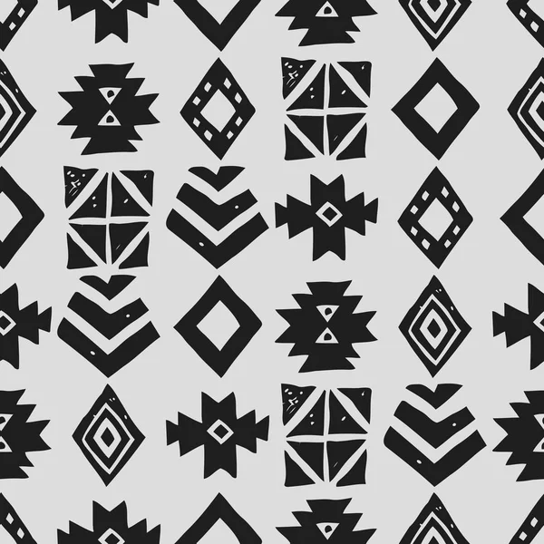 Bezszwowy wzór etniczny. Tribal wektor streszczenie monochromatyczne tło — Wektor stockowy