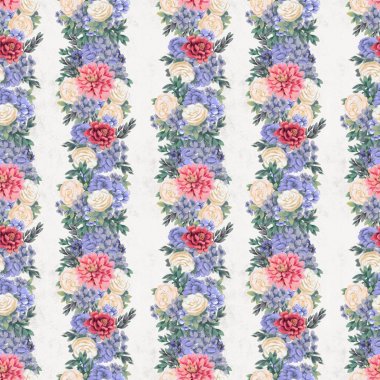 Çiçeksiz suluboya desen. El boyaması çiçekler, tebrik kartı şablonu veya ambalaj kağıdı