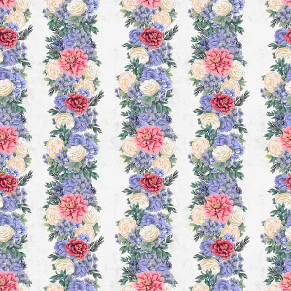 Aquarelle motif floral sans couture. Fleurs peintes à la main, modèle de carte de vœux ou papier d'emballage — Photo