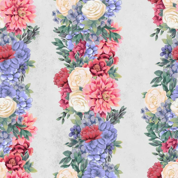 Watercolor floral seamless pattern. Hand painted flowers, greeting card template or wrapping paper — Stock Photo, Image