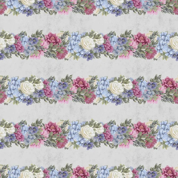 Watercolor floral seamless pattern. Hand painted flowers, greeting card template or wrapping paper — Stock Photo, Image