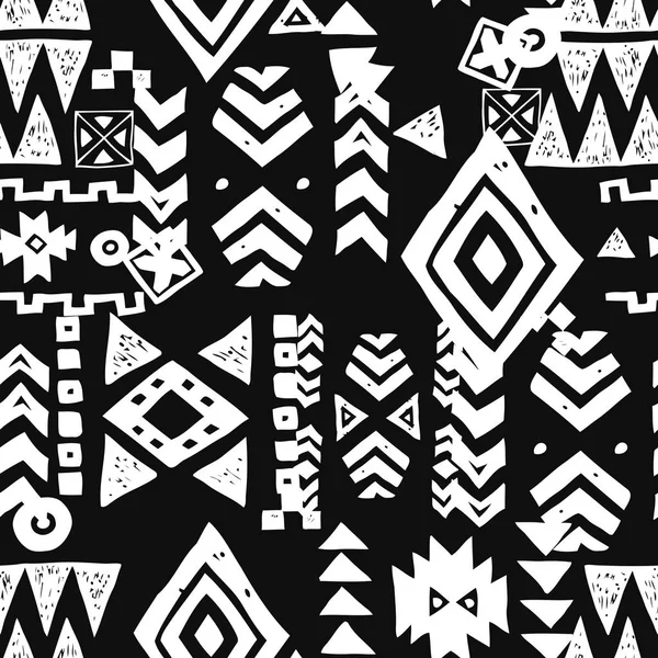 Patrón étnico sin costuras. vector tribal abstracto fondo monocromo — Vector de stock