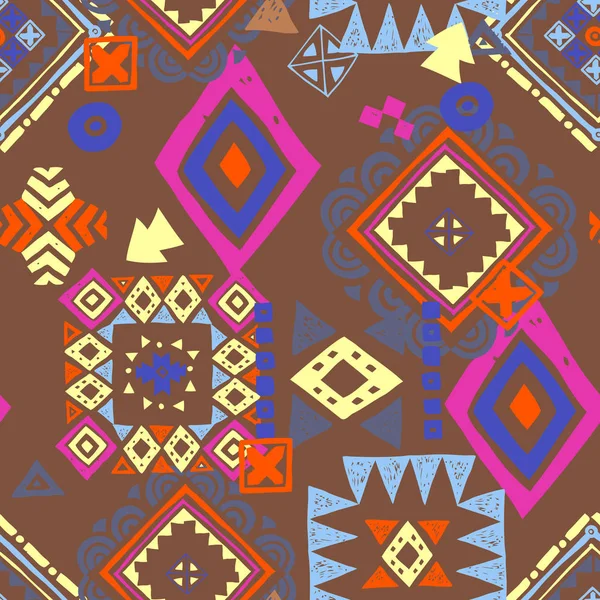 Sömlöst etniskt mönster. Tribal vektor abstrakt bakgrund — Stock vektor