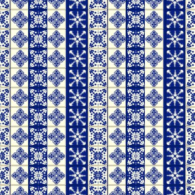 Vektör döşeme deseni, Lizbon çiçek Mozaik, Akdeniz sorunsuz lacivert süsleme