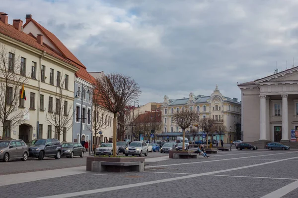 Vilnius, Litvanya-11 Nisan 2019: Belediye Meydanı manzarası