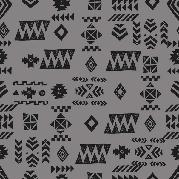 Naadloze etnische patroon. Tribal Vector abstract monochroom achtergrond — Stockvector