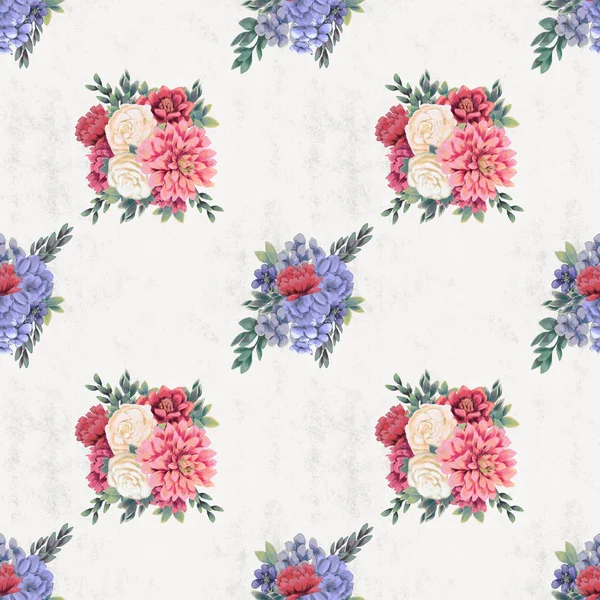 Watercolor floral seamless pattern. Hand painted flowers, greeting card template or wrapping paper — Stock Photo, Image