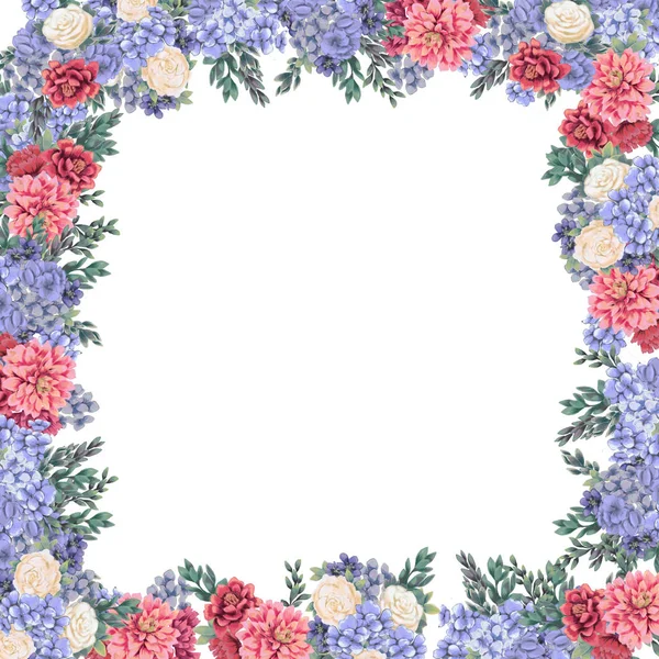 Floral frame for design save the date cards, invitations, posters and birthday decoration — Stock Photo, Image