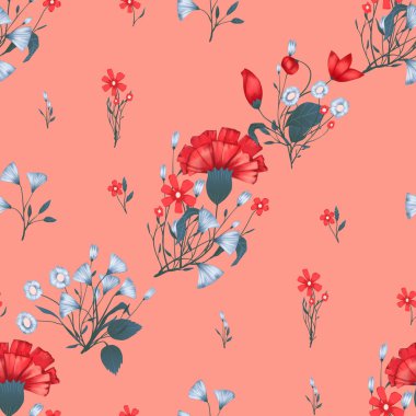 Gül ile Dikişsiz desen vektör çiçek tasarımı. Romantik arka plan baskısı