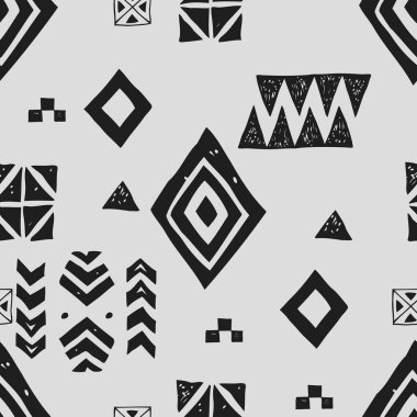 Dikişsiz etnik desen. Tribal vektör soyut tek renkli arka plan