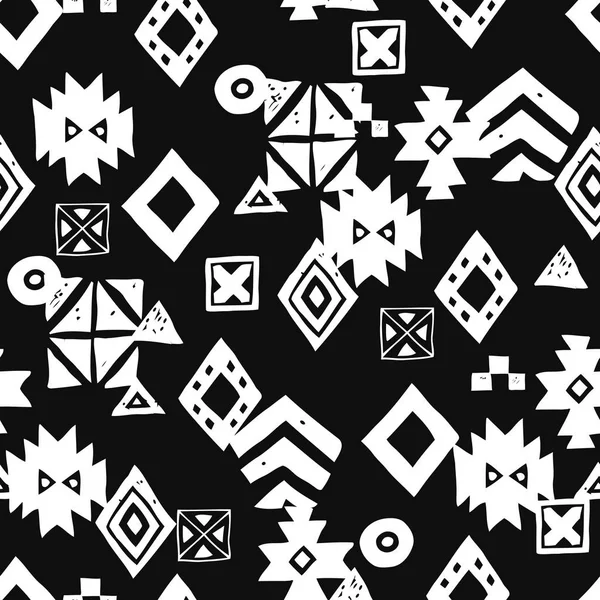 Naadloze etnische patroon. Tribal Vector abstract monochroom achtergrond — Stockvector