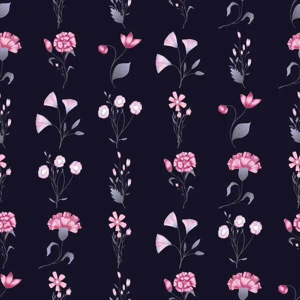 Padrão sem costura Vector design floral com rosas. Impressão de fundo romântica — Vetor de Stock