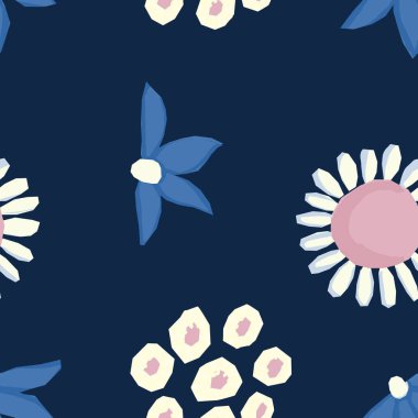 Dikişsiz desen vektör çiçek tasarımı. Kumaş ve duvar kağıtları için romantik arka plan baskısı.