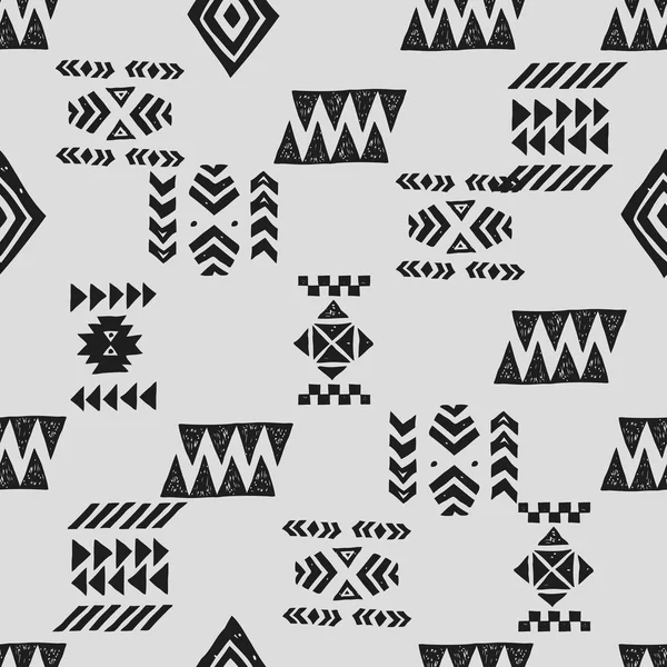 Naadloze etnische patroon. Tribal Vector abstract monochroom achtergrond — Stockvector