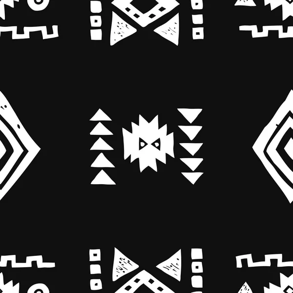 Naadloze etnische patroon. Tribal Vector abstract monochroom achtergrond — Stockvector