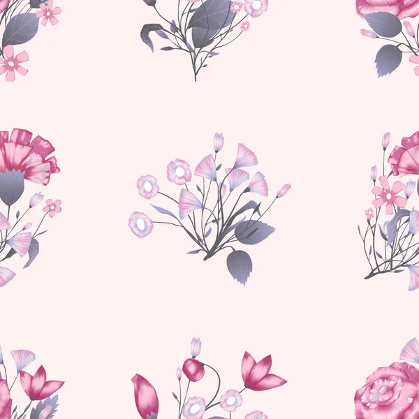 Patrón sin costuras Diseño floral vectorial con rosas. Impresión romántica de fondo — Archivo Imágenes Vectoriales