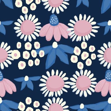 Dikişsiz desen vektör çiçek tasarımı. Kumaş ve duvar kağıtları için romantik arka plan baskısı.