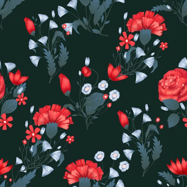 Patrón sin costuras Diseño floral vectorial con rosas. Impresión romántica de fondo — Archivo Imágenes Vectoriales