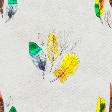 Suluboya tüyleri pürüzsüz desen. Elle boyanmış doku