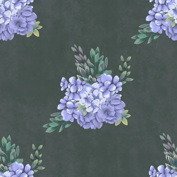 Aquarell florales nahtloses Muster. Handbemalte Blumen, Grußkarten-Vorlage oder Geschenkpapier — Stockfoto