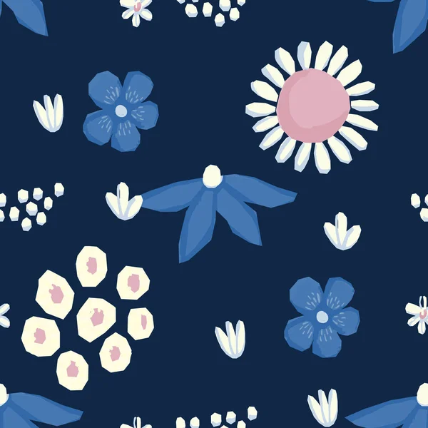 Padrão sem costura Vector design floral. Impressão de fundo romântico para tecidos e papéis de parede . — Vetor de Stock