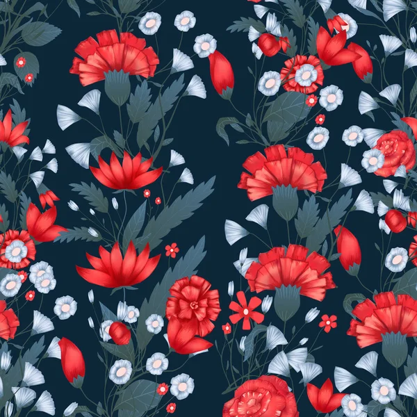 Naadloze patroon vector bloemmotief met rozen. Romantische achtergrond afdrukken — Stockvector