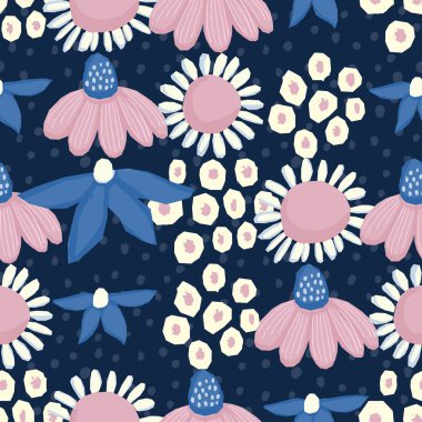 Dikişsiz desen vektör çiçek tasarımı. Kumaş ve duvar kağıtları için romantik arka plan baskısı.