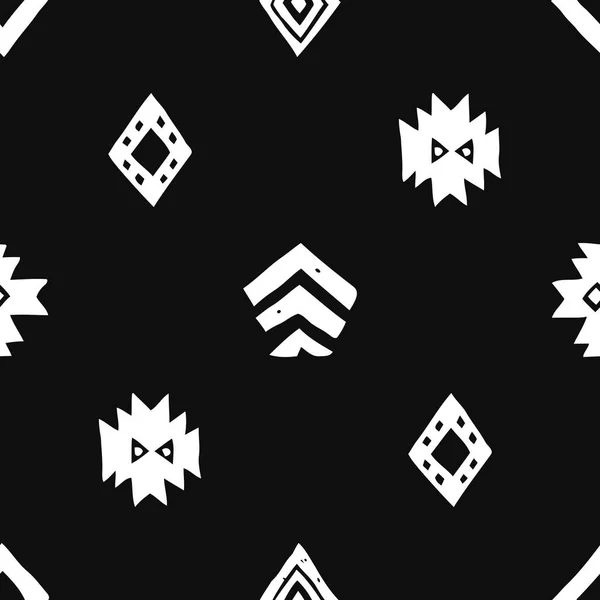 Naadloze etnische patroon. Tribal Vector abstract monochroom achtergrond — Stockvector