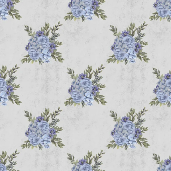 Watercolor floral seamless pattern. Hand painted flowers, greeting card template or wrapping paper — Stock Photo, Image