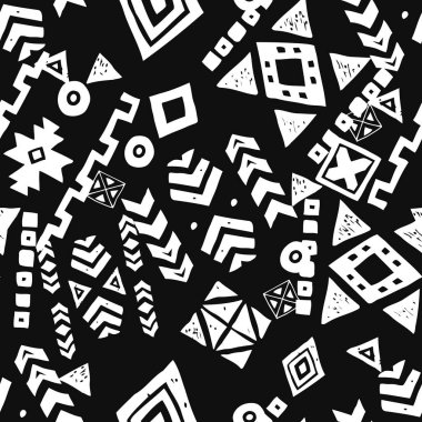 Dikişsiz etnik desen. Tribal vektör soyut tek renkli arka plan