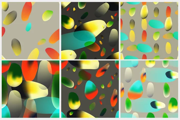 Vector seamless pattern set. Backgrounds with abstract colorful shapes. — Stock Vector