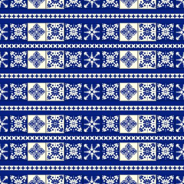Vektör döşeme deseni, Lizbon çiçek Mozaik, Akdeniz sorunsuz lacivert süsleme