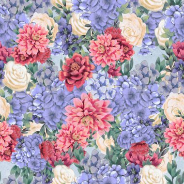 Çiçeksiz suluboya desen. El boyaması çiçekler, tebrik kartı şablonu veya ambalaj kağıdı