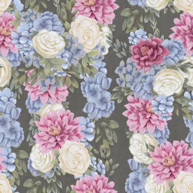 Çiçeksiz suluboya desen. El boyaması çiçekler, tebrik kartı şablonu veya ambalaj kağıdı