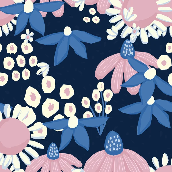 Padrão sem costura Vector design floral. Impressão de fundo romântico para tecidos e papéis de parede . — Vetor de Stock