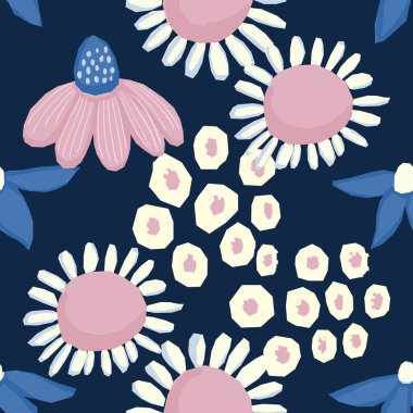 Dikişsiz desen vektör çiçek tasarımı. Kumaş ve duvar kağıtları için romantik arka plan baskısı.