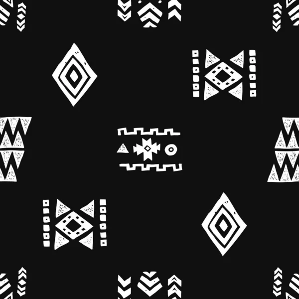 Naadloze etnische patroon. Tribal Vector abstract monochroom achtergrond — Stockvector