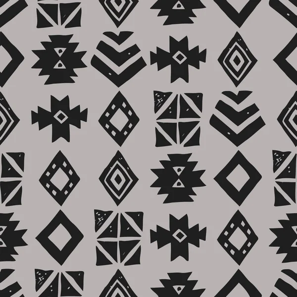 Bezszwowy wzór etniczny. Tribal wektor streszczenie monochromatyczne tło — Wektor stockowy