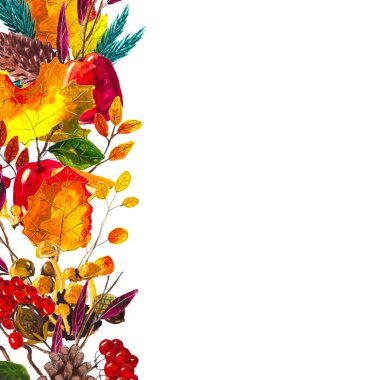 Sonbahar sınırı terk eder. Suluboya el çizimi çerçeve