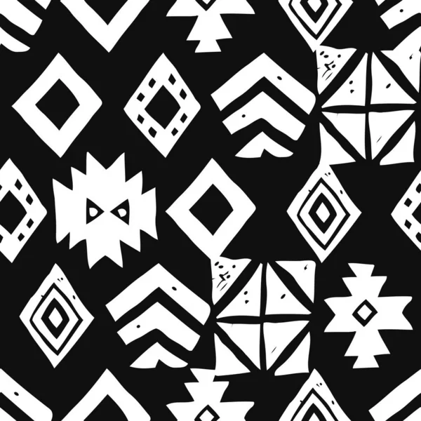 Patrón étnico sin costuras. vector tribal abstracto fondo monocromo — Vector de stock