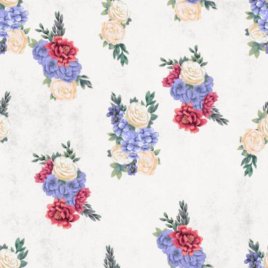 Çiçeksiz suluboya desen. El boyaması çiçekler, tebrik kartı şablonu veya ambalaj kağıdı