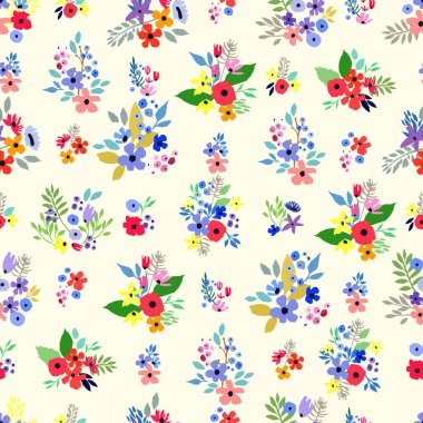 Kusursuz desen. Çiçekli vektör desenli kır çiçekleri. Romantik arkaplan