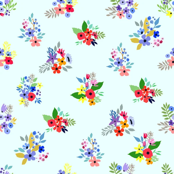Nahtloses Muster. Vektorflorales Design mit Wildblumen. Romantischer Hintergrund — Stockvektor